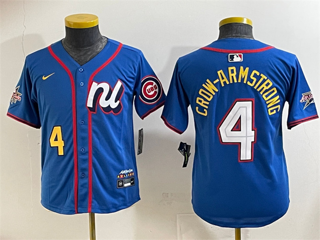 Youth National League #4 Pete Crow-Armstrong Blue 2025 All-Star Edition Limited Stitched Baseball Jersey Youth National League #4 Pete Crow-Armstrong Blue 2025 All-Star Edition Limited Stitched Baseball Jersey